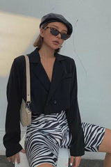 Retro Lapel Neck Crop Blazer Shirt