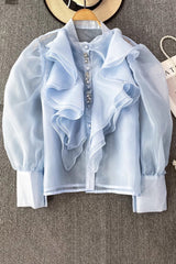 Lace Buttons Long Sleeve Shirt Top