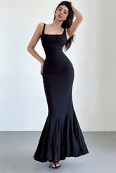 Square Neck Sleeveless Strap Backless Maxi Dress
