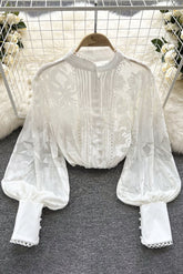 Lace Long Sleeve Buttons Shirt Tops