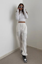 Drawstring Waist Pocket Side Cargo Sports Pants