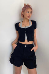 Contrast Buttoned Front Fake Two Tops Shirt