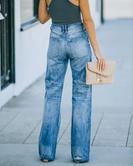 Ripped Distressed Wide Leg Denim Jeans
