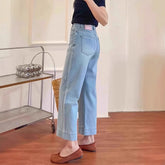 High Waist Retro Straight Cropped Jeans
