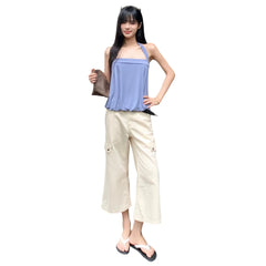 Tooling Pocket Cropped Flare Casual Pants