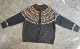 Vintage Fair Isle Knit Cardigan Round Neck Button Front Long Sleeve Sweater Jacket