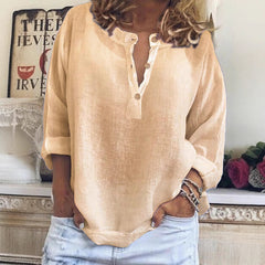 3/4 Rolled Sleeve Casual Loose Fit Top