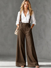 Coffee Brown Suspender Wide Leg Casual Pants