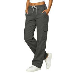 Mid Waist Straight Leg Cargo Pants