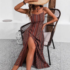 Boho Printed Spaghetti Strap Maxi Dress