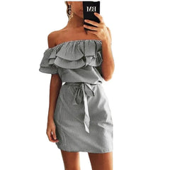 Off Shoulder Ruffle Mini Dress