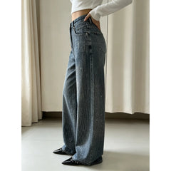 Blue Vintage Washed Sparkle Wide Leg Jeans