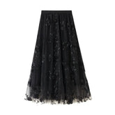 3D Floral Embroidered Tulle Maxi Skirt