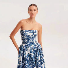 Floral Strapless Ball Gown Maxi Dress