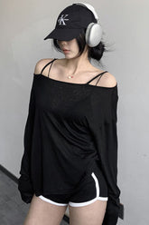 Casual Off Shoulder Long Sleeve Tunic Shirt Top Blouse