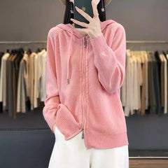 Double Zip Up Cable Knit Sweater Coat