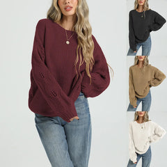 Round Neck Loose Hollow Knit Pullover Sweater