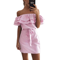 Off Shoulder Ruffle Mini Dress