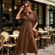 Button Front Shirt Midi Dress