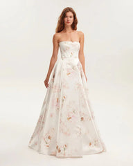 Floral Strapless Ball Gown Maxi Dress