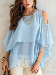Cold Shoulder Chiffon Blouse