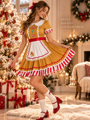 Gingerbread Man Christmas Cute Short Sleeve Dress
