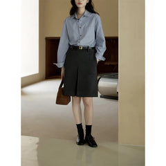 Blue Striped Straight Fit Long Sleeve Commuter Shirt