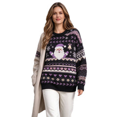 Santa Claus Fair Isle Round Neck Pullover Sweater