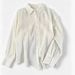 Striped Textured Oversized Button Down Shirt