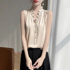 Sleeveless Satin Blouse