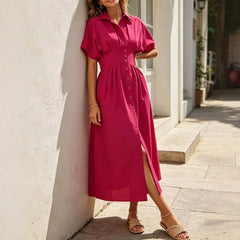 Button Front Shirt Midi Dress
