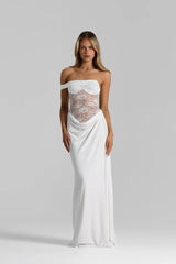 Lace Corset Off Shoulder Maxi Dress