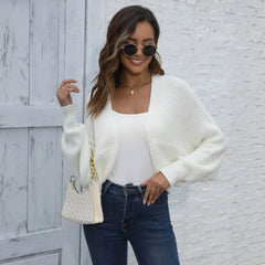 Open Front Drop Shoulder Batwing Sleeve Casual Sweater Cover Up