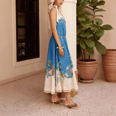 Floral Print Tie Shoulder Maxi Dress