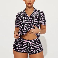 Cross-border pajamas summer strips basic short-sleeved shorts casual loungewear two-piece nightwear