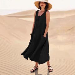 Sleeveless Loose Long Maxi Dress With Pockets