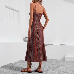 Boho Printed Spaghetti Strap Maxi Dress