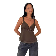 Lace Trim Bow Cami Top