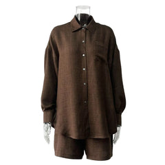 Solid Color Button Front Oversized Shirt