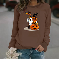 Halloween Ghost Pumpkin Bat Graphic Sweatshirt