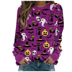 Halloween Bat Print Crew Neck Sweatshirt