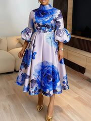 Floral Print High Neck Dress