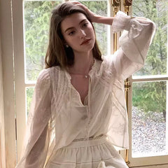 Lace Embroidery Princess Sleeve Loose Mini Dress
