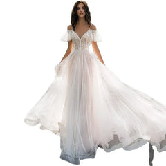 Off-the-Shoulder Sparkle Tulle Wedding Dress