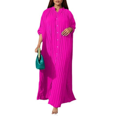 Pleated Button-Down Maxi Dress