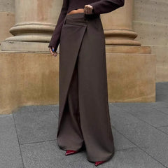High Waist Asymmetrical Wrap Wide Leg Suit Pants