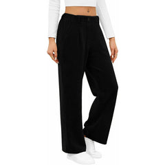 High Waist Elastic Back Straight Leg Casual Pants
