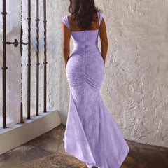 Textured Floral Corset Mermaid Maxi Dress