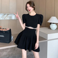 Black Cutout Rhinestone Mini Dress
