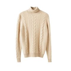 High Turtleneck Cable Knit Sweater